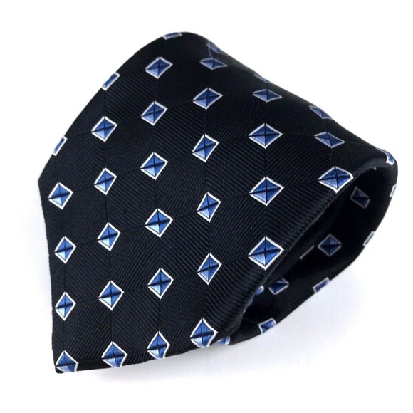 Jos A Bank Executive Collection Tie 100% Silk Textured Black Blue White Necktie - Picture 2 of 7